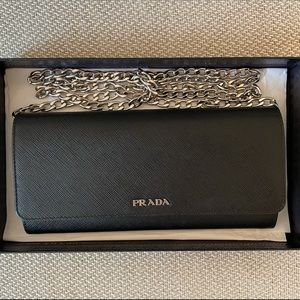 Prada Wallet on Chain - Saffiano Leather Black